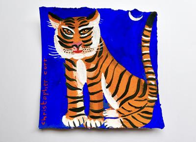 Tiger On Blue by Christopher Corr